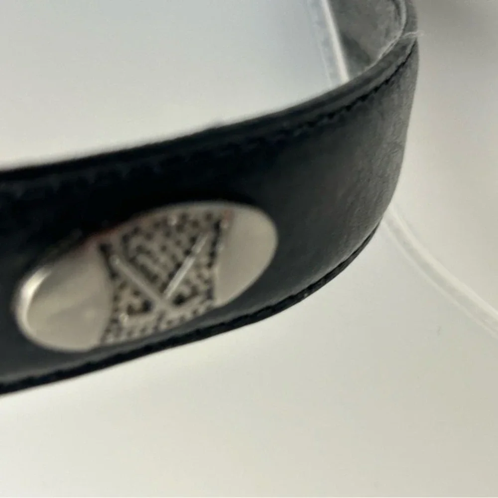 Izod Black Leather Belt with Silvertone Golf Motif Medallions‎ & Tip